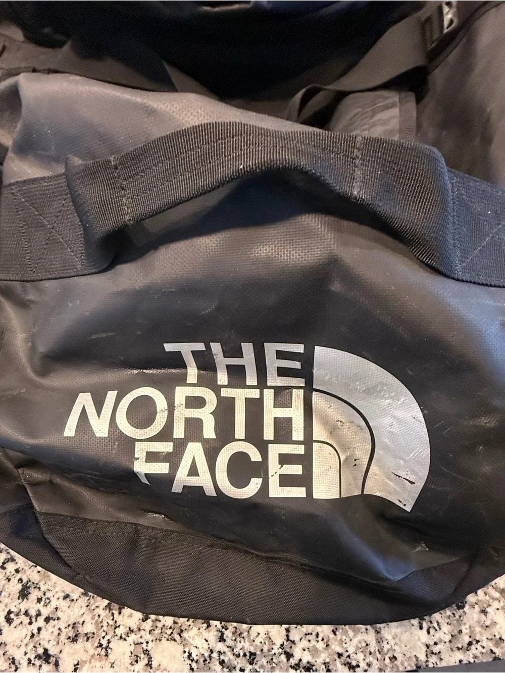 The North Face Black Duffel with White Logo